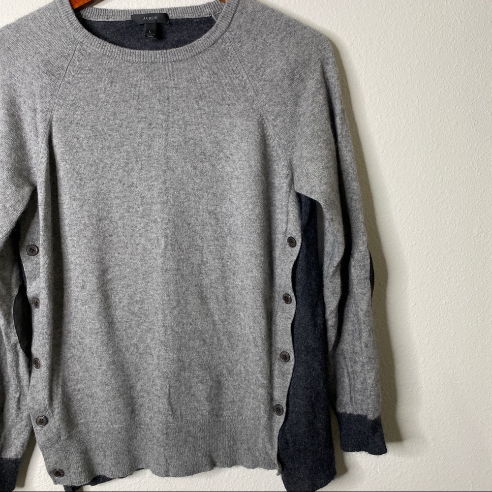 J Crew Wool Blend Side Button Color Block Sweater Large - Picture 3 of 9